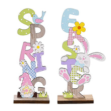 Load image into Gallery viewer, 2024 Easter Wooden Letter Ornaments Cute Cartoon Easter Wooden Crafts for Home Party Desktop Decoration