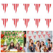 Load image into Gallery viewer, 10/30M Waterproof Carnival Theme Party Flag Banner Decorations White Red Striped Triangle Garland Circus Birthday Party Decoration