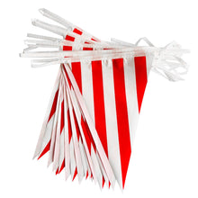 Load image into Gallery viewer, 10/30M Waterproof Carnival Theme Party Flag Banner Decorations White Red Striped Triangle Garland Circus Birthday Party Decoration