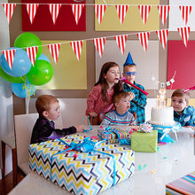 Load image into Gallery viewer, 10/30M Waterproof Carnival Theme Party Flag Banner Decorations White Red Striped Triangle Garland Circus Birthday Party Decoration