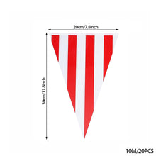 Load image into Gallery viewer, 10/30M Waterproof Carnival Theme Party Flag Banner Decorations White Red Striped Triangle Garland Circus Birthday Party Decoration
