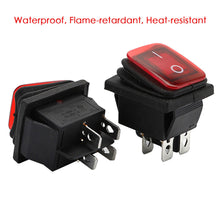 Load image into Gallery viewer, 4Pin Rectangle Car Auto Boat Marine Toggle Rocker LED Switch Push Button Waterproof Switch Push Button 30A 250VAC DPST IP65