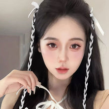 Load image into Gallery viewer, Wig Braid Women's Ear Hanging Hair Piece Net Red Ribbon Fried Dough Twists Long Braid Hanging Ear Spot Dyed Wig Piece