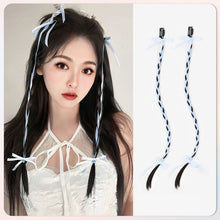 Load image into Gallery viewer, Wig Braid Women's Ear Hanging Hair Piece Net Red Ribbon Fried Dough Twists Long Braid Hanging Ear Spot Dyed Wig Piece