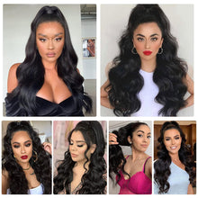 Load image into Gallery viewer, Fashion Long Curly Wig Braid Water Ripple Wig Drawstring Ponytail Elegant Women False Hair Piece Wavy Synthetic Wig