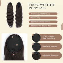 Load image into Gallery viewer, Fashion Long Curly Wig Braid Water Ripple Wig Drawstring Ponytail Elegant Women False Hair Piece Wavy Synthetic Wig
