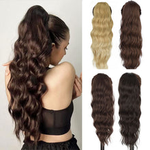 Load image into Gallery viewer, Fashion Long Curly Wig Braid Water Ripple Wig Drawstring Ponytail Elegant Women False Hair Piece Wavy Synthetic Wig