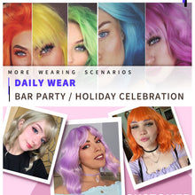 Load image into Gallery viewer, Water Ripple Short Curly Hair Wig, Women's High-temperature Silk Wig Full Set Blue Purple Mixed Dyeing Wig Cover