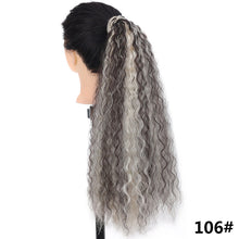 Load image into Gallery viewer, 22inches Drawstring Curly Ponytail Extension for African Women Hair Pieces Synthetic Heat Resistant Women False Hair Piece