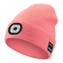 Load image into Gallery viewer, Wireless Bluetooth Headphone Knitted Cap With LED Lights Outdoor Night Run Lighting Warm USB Charging Red And Blue Warning Light Knitted Cap