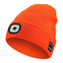 Load image into Gallery viewer, Wireless Bluetooth Headphone Knitted Cap With LED Lights Outdoor Night Run Lighting Warm USB Charging Red And Blue Warning Light Knitted Cap