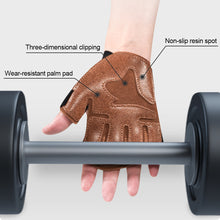 Load image into Gallery viewer, 1 Pair Cowhide Fitness Half-Finger Gloves Horizontal Bar Weightlifting Hard Pull Equipment Exercise Anti-Slip Wear-Resistant Gloves Outdoor Riding Mountaineering Equipment