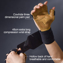 Load image into Gallery viewer, 1 Pair Cowhide Fitness Half-Finger Gloves Horizontal Bar Weightlifting Hard Pull Equipment Exercise Anti-Slip Wear-Resistant Gloves Outdoor Riding Mountaineering Equipment