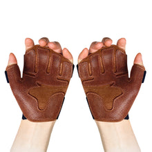 Load image into Gallery viewer, 1 Pair Cowhide Fitness Half-Finger Gloves Horizontal Bar Weightlifting Hard Pull Equipment Exercise Anti-Slip Wear-Resistant Gloves Outdoor Riding Mountaineering Equipment