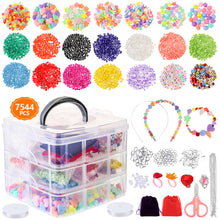 Load image into Gallery viewer, 7544pcs DIY Handmade Beaded Children's Toy Creative Loose Spacer Beads Crafts Making Bracelet Necklace Jewelry Kit Girl Toy Gift