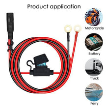 Load image into Gallery viewer, Motorcycle Quick Release SAE Cable With Fuse Terminal O Connector Battery Charger Extension Adapter Wire 16AWG Terminal
