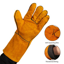Load image into Gallery viewer, 1Pair Lengthened Wear Resistant Cow Leather Welder Gloves Anti-Heat Work Safety Gloves For Welding Metal Hand Tools