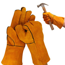 Load image into Gallery viewer, 1Pair Lengthened Wear Resistant Cow Leather Welder Gloves Anti-Heat Work Safety Gloves For Welding Metal Hand Tools