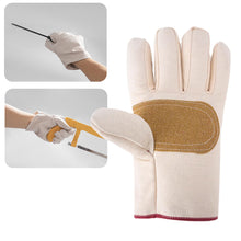 Load image into Gallery viewer, 1Pair Welding Gloves Double Canvas Leather Thickened Plus High Temperature Welder Welding Protective Gloves for Railway Driving