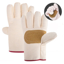 Load image into Gallery viewer, 1Pair Welding Gloves Double Canvas Leather Thickened Plus High Temperature Welder Welding Protective Gloves for Railway Driving