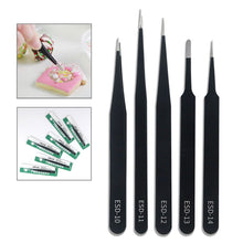 Load image into Gallery viewer, Stainless Steel Curved Straight Black Tweezer Nail Art Nipper Picking Tool Sequins Beads Making Tool Hand Tool Set