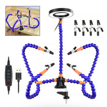 Load image into Gallery viewer, Multi Soldering Helping Hand Tool Table Clip with Magnifying Glass Third Hand Soldering Stand Welding PCB Holder Flexible Arm Soldering Tool