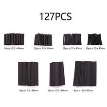 Load image into Gallery viewer, 127pcs Black Red Heat Shrink Tubing 2:1 Assortment Polyolefin Tube Car Cable Sleeving Wrap Wire Kit Insulation Sleeving