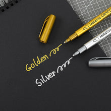 Load image into Gallery viewer, Brush Metallic Marker Pens Gold Silver Color Permanent Art Marker For Manga Crafts Scrapbooking School Stationery Supplies
