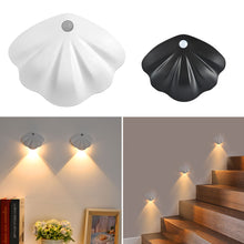Load image into Gallery viewer, Shell Shape Wiring-Free Rechargeable Human Body Sensor Light Smart Led Night Light LED Corridor Staircase Magnetic Indoor Wall Light