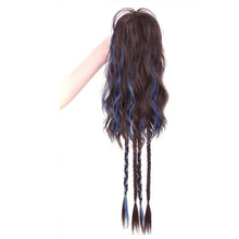 Load image into Gallery viewer, Gripping Clip Ponytail Wig Fluffy Colorful Highlight Dyed Ponytail Simulation Synthetic Wig Natural Long Curly Hair