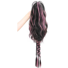 Load image into Gallery viewer, Gripping Clip Ponytail Wig Fluffy Colorful Highlight Dyed Ponytail Simulation Synthetic Wig Natural Long Curly Hair
