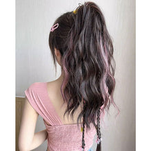 Load image into Gallery viewer, Gripping Clip Ponytail Wig Fluffy Colorful Highlight Dyed Ponytail Simulation Synthetic Wig Natural Long Curly Hair