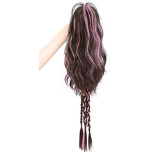 Load image into Gallery viewer, Gripping Clip Ponytail Wig Fluffy Colorful Highlight Dyed Ponytail Simulation Synthetic Wig Natural Long Curly Hair