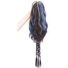 Load image into Gallery viewer, Gripping Clip Ponytail Wig Fluffy Colorful Highlight Dyed Ponytail Simulation Synthetic Wig Natural Long Curly Hair