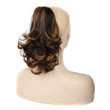 Load image into Gallery viewer, Gripping Clip Style Two Tone Highlight Dyed Wig Ponytail Natural Simulation Short Curly Hair Synthetic Hair Piece