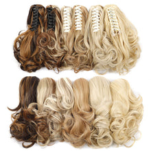 Load image into Gallery viewer, Gripping Clip Style Two Tone Highlight Dyed Wig Ponytail Natural Simulation Short Curly Hair Synthetic Hair Piece