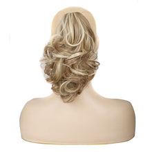 Load image into Gallery viewer, Gripping Clip Style Two Tone Highlight Dyed Wig Ponytail Natural Simulation Short Curly Hair Synthetic Hair Piece