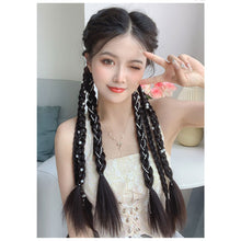 Load image into Gallery viewer, Pearl Braid Wig Synthetic Wig Hair Rope Braided Hair Long Ponytail Hair Extensions False Hair Piece for Women
