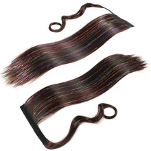Load image into Gallery viewer, Colorful Silk Long Straight Hair Ponytail Wig Strap Style Adhesive Buckle Synthetic Wig Ponytail Hair Extensions