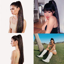 Load image into Gallery viewer, Colorful Silk Long Straight Hair Ponytail Wig Strap Style Adhesive Buckle Synthetic Wig Ponytail Hair Extensions
