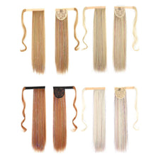 Load image into Gallery viewer, Colorful Silk Long Straight Hair Ponytail Wig Strap Style Adhesive Buckle Synthetic Wig Ponytail Hair Extensions