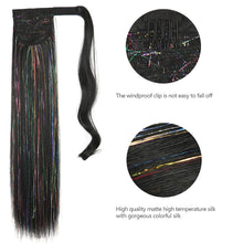 Load image into Gallery viewer, Colorful Silk Long Straight Hair Ponytail Wig Strap Style Adhesive Buckle Synthetic Wig Ponytail Hair Extensions