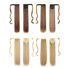 Load image into Gallery viewer, Colorful Silk Long Straight Hair Ponytail Wig Strap Style Adhesive Buckle Synthetic Wig Ponytail Hair Extensions