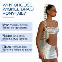 Load image into Gallery viewer, Colored High-temperature Silk Wig Ponytail Braid Shiny Laser Silk Ponytail Simulation Synthetic Wig Hairband Hair Extensions