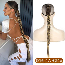 Load image into Gallery viewer, Long Straight Synthetic Hair Extension Braided Fishtail Fishbone Drawstring Ponytail Hair Ombre Blonde For White Women