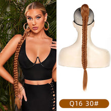 Load image into Gallery viewer, Long Straight Synthetic Hair Extension Braided Fishtail Fishbone Drawstring Ponytail Hair Ombre Blonde For White Women