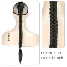 Load image into Gallery viewer, Long Straight Synthetic Hair Extension Braided Fishtail Fishbone Drawstring Ponytail Hair Ombre Blonde For White Women
