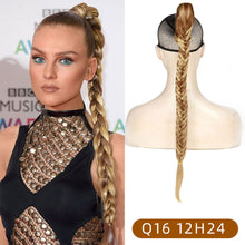 Load image into Gallery viewer, Long Straight Synthetic Hair Extension Braided Fishtail Fishbone Drawstring Ponytail Hair Ombre Blonde For White Women