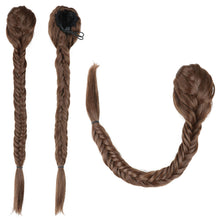 Load image into Gallery viewer, Long Straight Synthetic Hair Extension Fishbone Braided Fishtail Drawstring Ponytail Hair Blonde Wig for Women