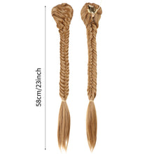 Load image into Gallery viewer, Long Straight Synthetic Hair Extension Fishbone Braided Fishtail Drawstring Ponytail Hair Blonde Wig for Women